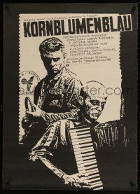 5y421 KORNBLUMENBLAU Polish 27x37 '89 Jakub Erol artwork of prisoner playing accordion!