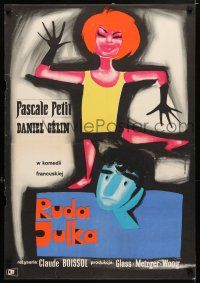 5y343 JULIE THE REDHEAD Polish 23x33 '61 wonderful different art of Pascale Petit by Wiktor Gorka!