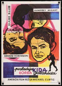 5y270 KID GALAHAD Yugoslavian 20x28 R67 Michael Curtiz, different art of Edward G. Robinson!