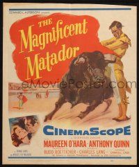 6b419 MAGNIFICENT MATADOR WC '55 Budd Boetticher, Anthony Quinn, Maureen O'Hara, bullfighting art!