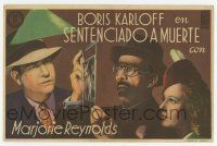 6d498 DOOMED TO DIE Spanish herald '40 Boris Karloff as Mr. Wong & Marjorie Reynolds with clue!