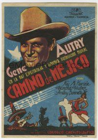 6d500 DOWN MEXICO WAY Spanish herald '41 cool different art of singing cowboy Gene Autry!