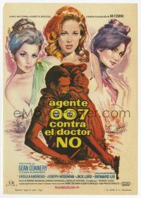 6d502 DR. NO Spanish herald '63 different art of Sean Connery as James Bond & sexy girls by Mac!