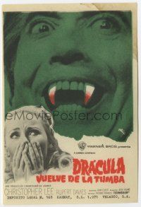 6d503 DRACULA HAS RISEN FROM THE GRAVE Spanish herald '69 MCP art of vampire Christopher Lee!