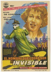 6d509 EL HOMBRE QUE LOGRO SER INVISIBLE Spanish herald '61 art of invisible man Arturo de Cordova!