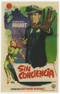 6d510 ENFORCER Spanish herald '55 different Jano art of Humphrey Bogart close up with gun in hand!