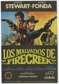 6d514 FIRECREEK Spanish herald '69 different art of James Stewart & Henry Fonda by Jano!