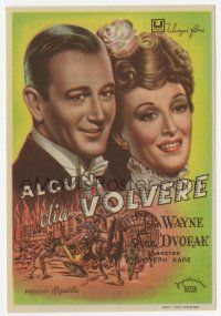 6d515 FLAME OF BARBARY COAST Spanish herald '48 different art of John Wayne & sexy Ann Dvorak!