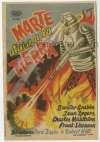 6d516 FLASH GORDON'S TRIP TO MARS Spanish herald '47 different Baneo art of robot destroying city!