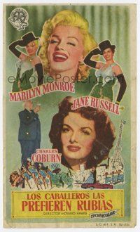 6d528 GENTLEMEN PREFER BLONDES Spanish herald '55 sexy Marilyn Monroe & Jane Russell, different!