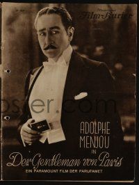 6d103 GENTLEMAN OF PARIS German program '27 different images of French aristocrat Adolph Menjou!