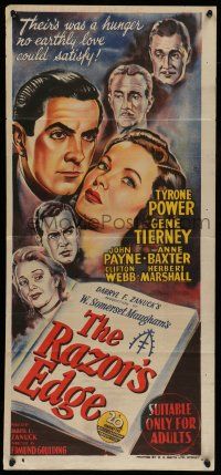 6s932 RAZOR'S EDGE Aust daybill '46 Tyrone Power, Gene Tierney, W. Somerset Maugham