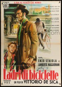 7c535 BICYCLE THIEF Italian 1p R55 Vittorio De Sica's classic Ladri di biciclette, wonderful art!