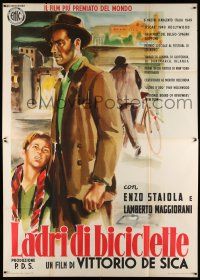 7c424 BICYCLE THIEF Italian 2p R55 Vittorio De Sica's classic Ladri di biciclette, great art!