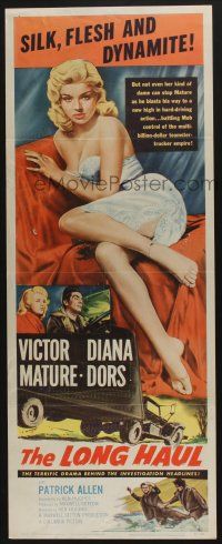 7k203 LONG HAUL insert '57 super sexy full-length Diana Dors, Victor Mature, truck drivers!