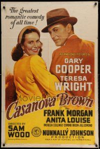 7t201 CASANOVA BROWN 1sh '44 art of Gary Cooper & Teresa Wright, greatest romantic comedy of all!