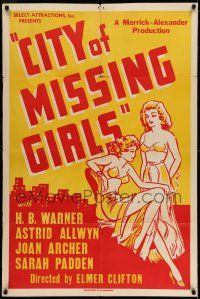 7t241 CITY OF MISSING GIRLS Woolever Press 1sh '41 pretty girls go to talent school then disappear!