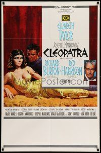 7t249 CLEOPATRA Spanish/U.S. export 1sh '63 seated Elizabeth Taylor, Burton, Harrison, Howard Terpning art