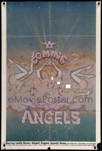 7t264 COMING OF ANGELS 1sh '77 Leslie Bovee, Jamie Gillis, unusual sexy artwork!