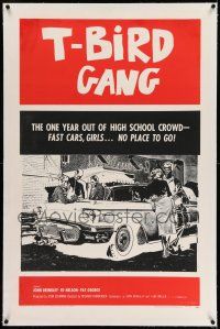 7x379 T-BIRD GANG linen 1sh '59 Roger Corman teen classic, fast cars, girls, no place to go!