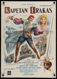 8t363 CAPTAIN FRACASSE Yugoslavian 20x28 '61 Le Capitaine Fracasse, swashbuckler Jean Marais!