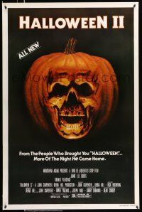 8w339 HALLOWEEN II 1sh '81 cool jack-o-lantern skull image, more of the night HE came home!