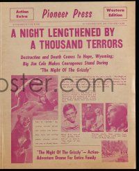 9d399 NIGHT OF THE GRIZZLY herald '66 big Clint Walker had come to the rim of Hell & held on!