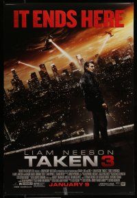 9k743 TAKEN 3 style B advance DS 1sh '15 Liam Neeson, Maggie Grace, it ends here!