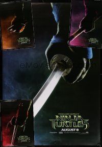 9m220 LOT OF 4 TEENAGE MUTANT NINJA TURTLES DOUBLE-SIDED BUS STOP POSTERS '14 cool weapon images!