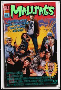 9w459 MALLRATS 1sh '95 directed by Kevin Smith, Jason Lee, Drew Struzan comic book art!