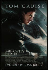 9w495 MINORITY REPORT style B advance DS 1sh '02 Steven Spielberg, Tom Cruise, Colin Farrell