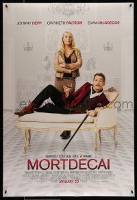 9w504 MORTDECAI advance DS 1sh '15 Johnny Depp with handlebar mustache and Gwyneth Paltrow!