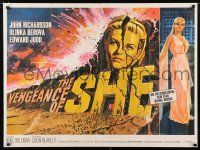 1b145 VENGEANCE OF SHE British quad '68 Hammer fantasy, kneeling c/u of sexy Olinka Berova!