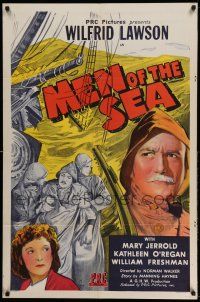 1p629 MEN OF THE SEA 1sh '44 Noman Walker directed, cool seafaring art!