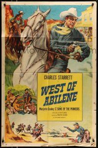 1y945 CHARLES STARRETT stock 1sh '52 art of Charles Starrett by Glenn Cravath, West of Abilene!