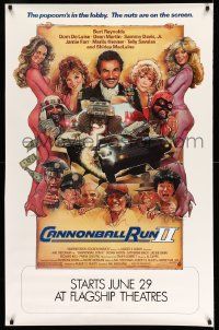 3c325 CANNONBALL RUN II half subway '84 Drew Struzan art of Burt Reynolds, Dean Martin & top cast!