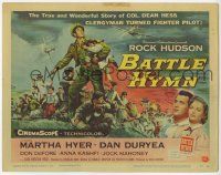 3k113 BATTLE HYMN TC '57 great art of Rock Hudson as clergyman turned Korean War fighter pilot!