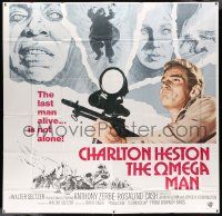 3p144 OMEGA MAN int'l 6sh '71 Charlton Heston is the last man alive & he's not alone, I Am Legend!