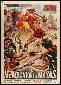 3p694 MACISTE IL VENDICATORE DEI MAYAS Italian 1p '65 art of giant Kirk Morris as Ercole by Morini