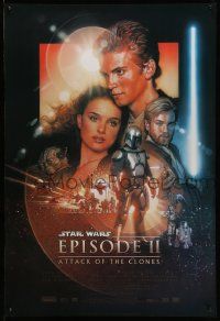 3r147 ATTACK OF THE CLONES style B DS 1sh '02 Star Wars, Christensen & Natalie Portman!