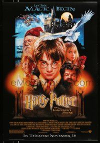 3r799 HARRY POTTER & THE PHILOSOPHER'S STONE advance DS 1sh '01 cool montage cast art by Drew Struzan!