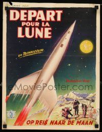 3x566 DESTINATION MOON Belgian '50 Robert A. Heinlein, cool art of rocket flying through space!