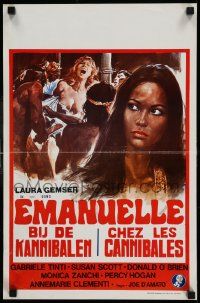 3x569 EMANUELLE & THE LAST CANNIBALS Belgian '82 artwork of super-sexy Laura Gemser!