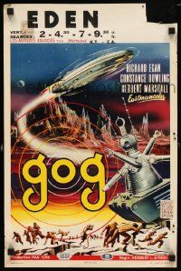 3x581 GOG Belgian '54 sci-fi, wacky Frankenstein of steel robot destroys its makers!