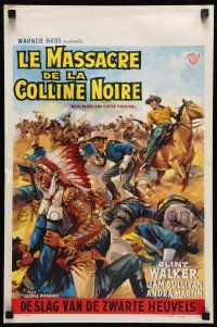 3x582 GOLD, GLORY & CUSTER Belgian '62 Clint Walker, cool cowboy vs. Native American art!