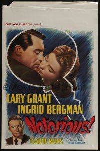 3x605 NOTORIOUS Belgian R50s art of Cary Grant & Ingrid Bergman, Alfred Hitchcock classic!