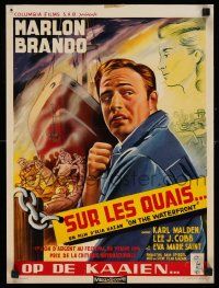 3x606 ON THE WATERFRONT Belgian '54 classic directed by Elia Kazan, artwork of Marlon Brando!