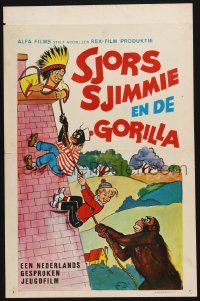 3x622 SJORS SJIMMIE EN DE GORILLA Belgian '66 wacky art of ape and companions climbing rope!