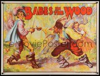 3x101 BABES IN THE WOOD stage play British quad '30s artwork of kids watching men duelling!