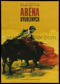 3x147 BULLFIGHT BEGINS Czech 11x16 '75 wonderful Disman artwork of toreador in ring with bull!